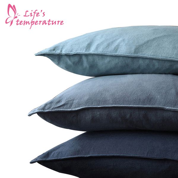 

solid color flax pillow case american country cotton pillowcases bedroom living room comfortable decorate pillow cover 002