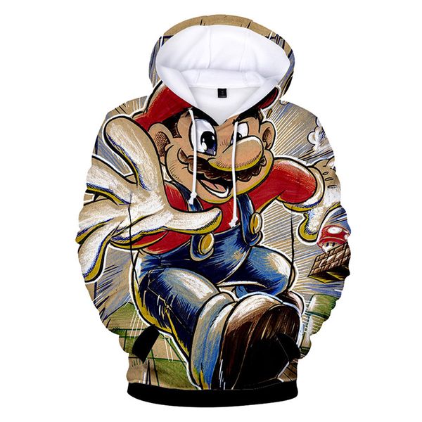 

hoodie 3d printing mario men women sweatshirt streetwear hip hop oversize 2xs - 4xl casual spring autumn, Black