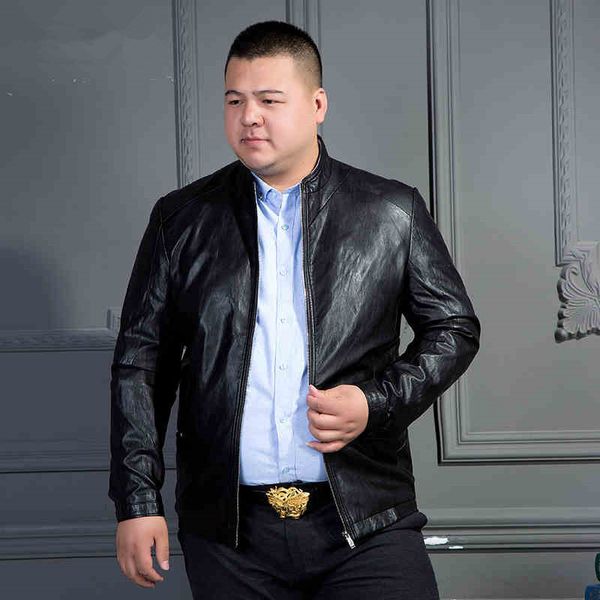 

men's fur & faux plus size 8xl motorcycle leather jackets men solid business casual coats autumn winter clothing bomber jacket for male, Black