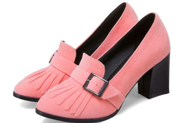 

suede women's shoes in spring and autumn high coarse heel round head @22, Black