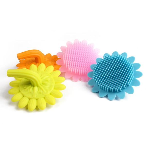 

baby bath brushes sunflower-shaped clean silicone shampoo brush shower bath facial cleanser soft sponge brush