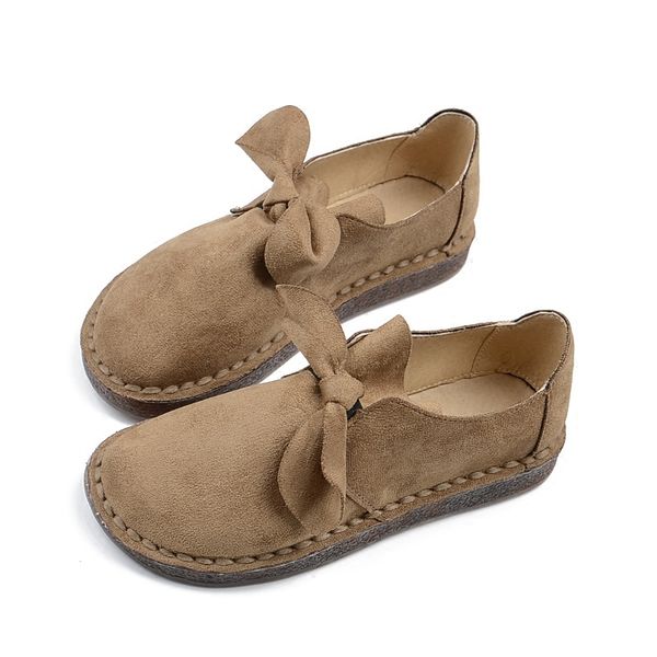 

sen series literary retro small fresh round head flat shoes handmade comfort soft bottom casual shoes single lazy, Black