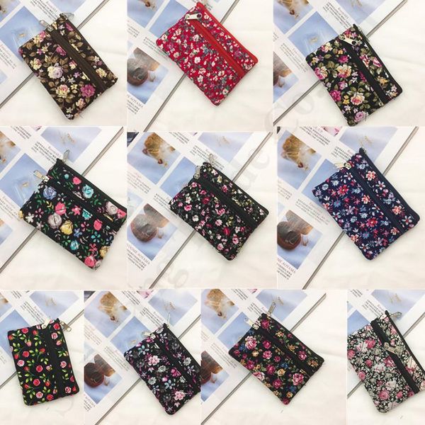 

10 style floral children girls mini wallet purse double zipper pouch women coin purse handbags female key card holder christmas gift c103003, Silver