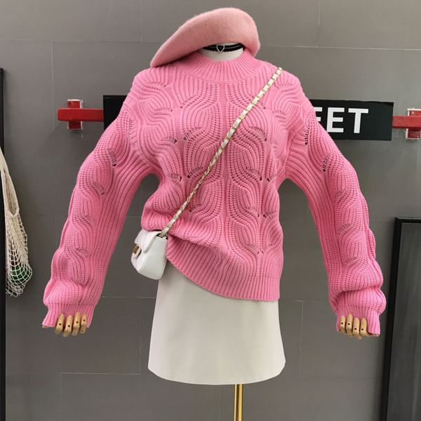 

long sleeve sweater women 2019 autumn winter new korean knockout twist sweet knit sweater, White;black