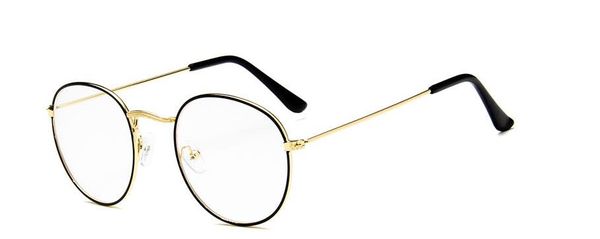 

new fashionable and beautiful vintage metal pattern rim spectacle frame round flat glasses boutique spectacle frame, White;black