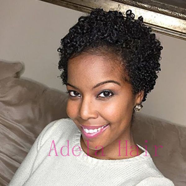 Short Afro Black Kinky Curly Natural Hair Perruque Afro Wigs Human