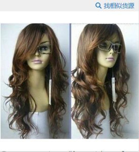 

new long vogue light brown fashion wavy hair wigs, Black
