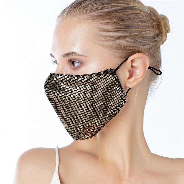 

bling bling sequins fashion face mask summer breathable sunscreen dual layer cycling mask can insert filter ing