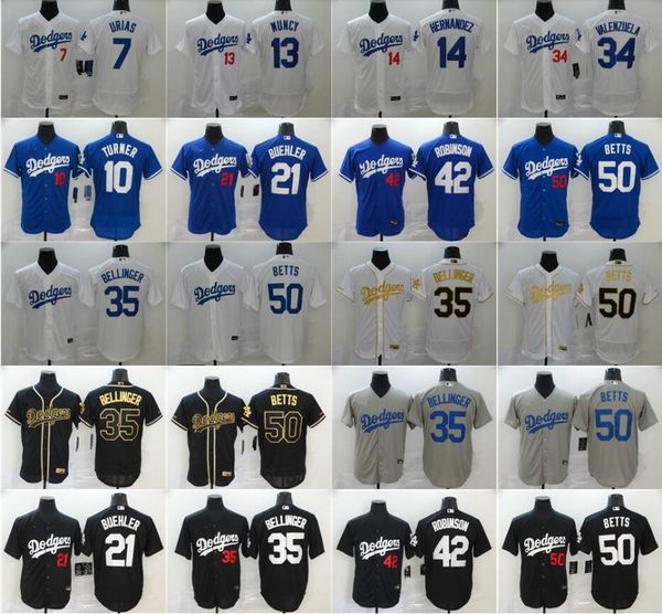 

2020 baseball men 22 kershaw jersey 14 enrique hernandez 21 walker buehler 42 jackie robinson 34 fernando valenzuela 7 julio urias, Blue;black