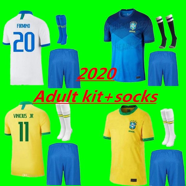 

взрослый комплект 20 21 американский кубок бразилия футбол джерси g.jesus 2020 2021 coutinho фитино марсело мужские наборы бразилии футбол, Black;yellow