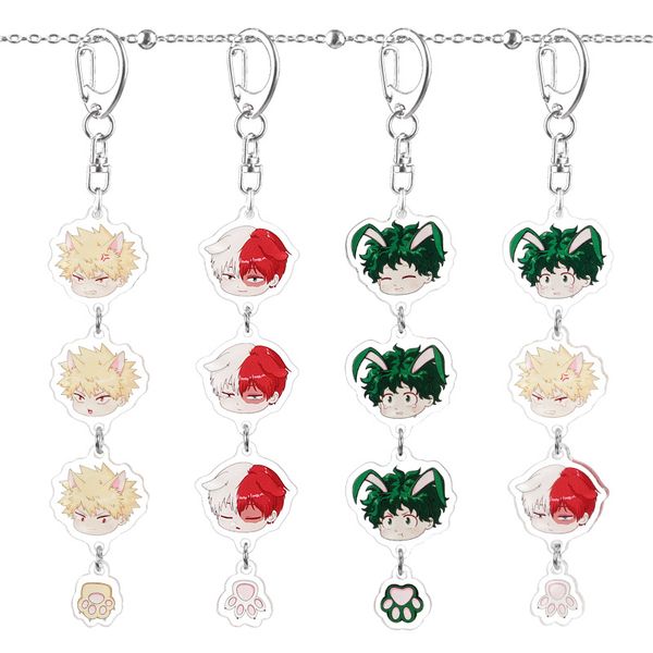 

аниме my hero academia брелок midoriya izuku todoroki shouto bakugo katsuki симпатичный мультфильм акриловый брелок комбинация подвеска, Silver