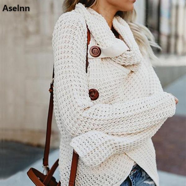 

aselnn 2019 autumn winter women turtleneck cardigan long sleeves button knitted sweater fashion tricot female knitwear, White;black