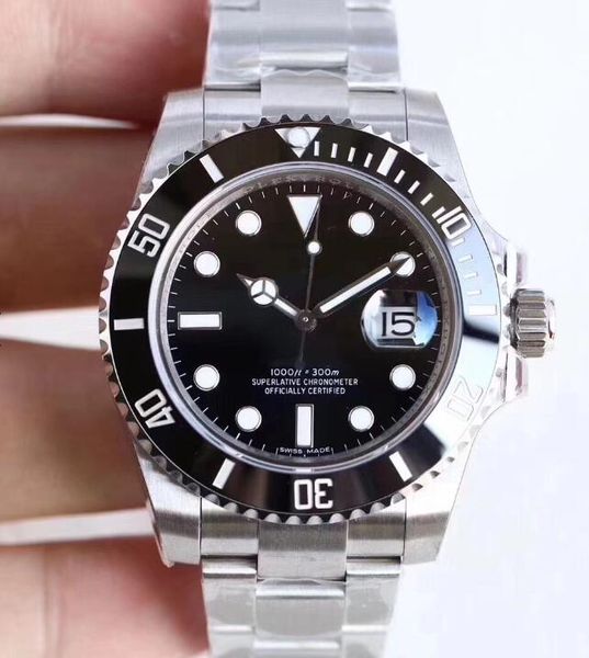 

u1 factory automatic mechanical sapphire glass black ceramic bezel date stainless steel guild lock clasp 40mm 116610ln 116610 mens watches, Slivery;brown