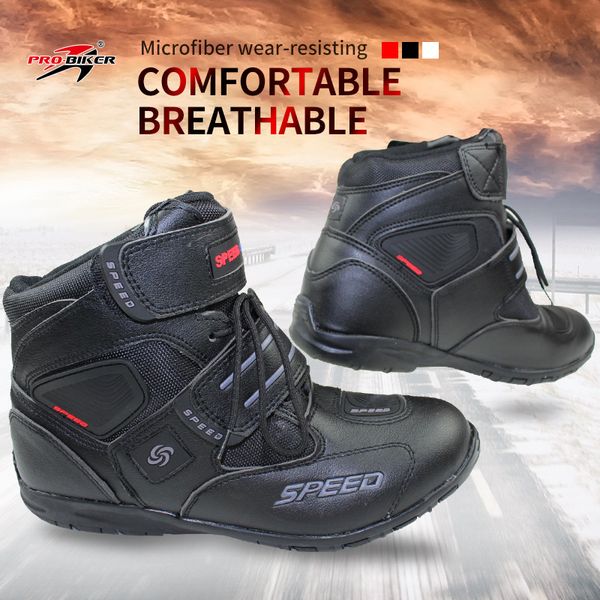 

sports motorcycle boots riding tribe speed bikers comfortably moto racing boots motocross motorbike shoes a005 black/white/red