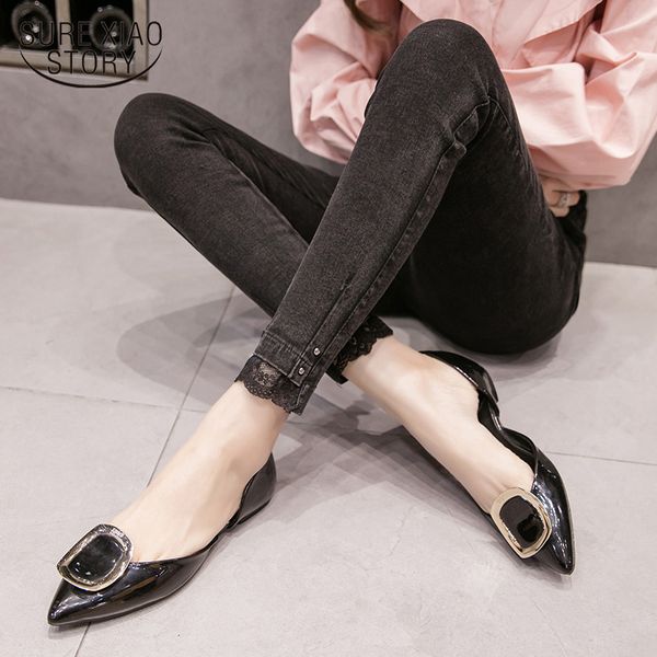 

autumn plus size jeans women high waist pants lace skinny elastic waist pencil pants solid long female trousers 7357 50, Black;white