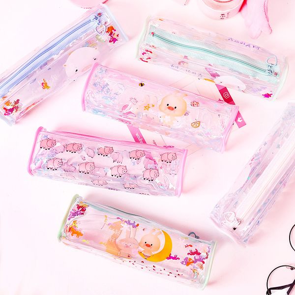 

creative quicksand kawaii pencil bag schoolgirl transparent stationery case fairy large capacity pencil case