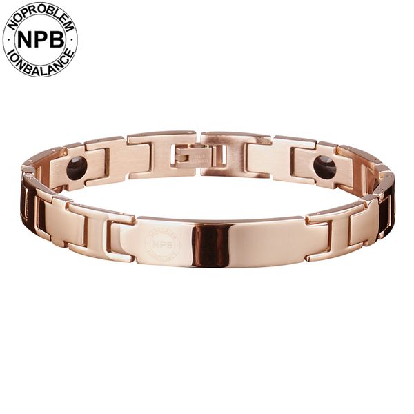 

noproblem 044 rose gold ion balance therapy health choker cute sports casual metal tourmaline germanium bracelet, Golden;silver