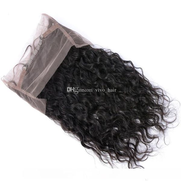

a pre plucked 360 full lace frontal closure with bundles indian water wave virgin human hair weaves with 360 lace band frontal wet wavy, Black;brown