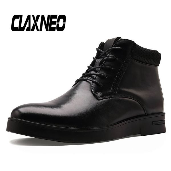 

claxneo man boots autumn winter male leather shoes genuine leather men's shoe ankle boot big size, Black