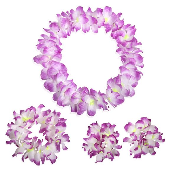 

new 4pcs hawaiian flower leis garland necklace fancy dress party hawaii fashion