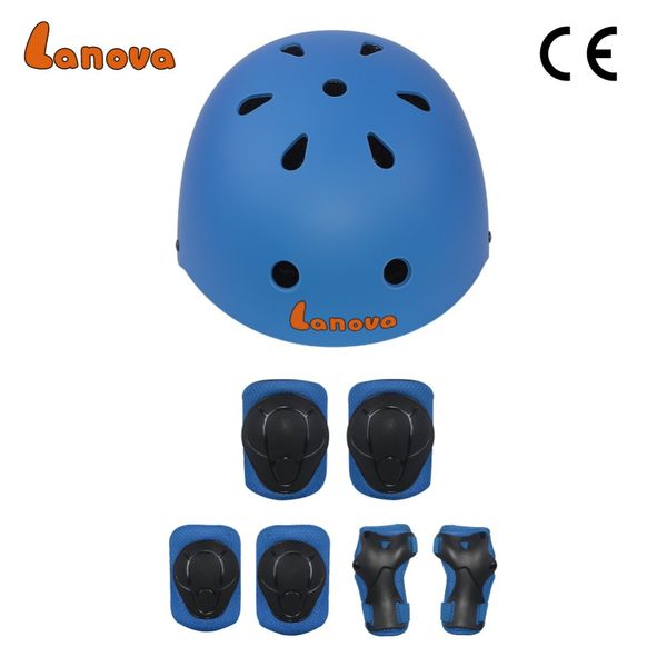 

lanova protector 7pcs/set cycling skating skateboard helmet elbow knee wrist pads children bike bicycle roller protect gear