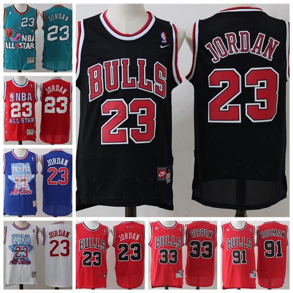 

michael jordan scottie pippen dennis rodman chicago bulls mitchell & ness 1995-96 swingman jersey black basketball jerseys