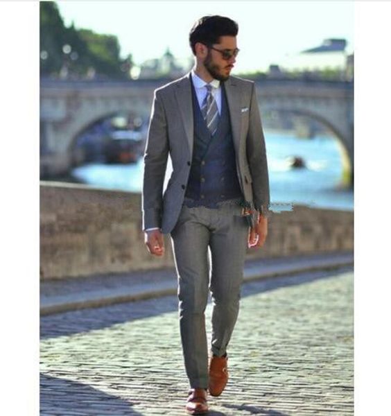 

fashion two buttons groomsmen notch lapel wedding groom tuxedos men suits wedding/prom/dinner man blazer(jacket+vest+pants), Black;gray