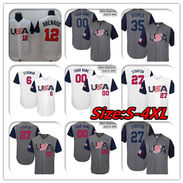 

custom 2017 world baseball team usa wbc classic jersey marcus stroman nolan arenado giancarlo stanton eric hosmer 7 christian yelich men&#03, Blue;black