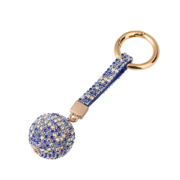 

round crystal rhinestone leather ball crystal ball car keychain charm pendant key ring for women car ornament alloy key buckle, Silver