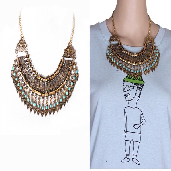 

boho style jewelry retro gold adjustable party short chain pendant necklace, Silver