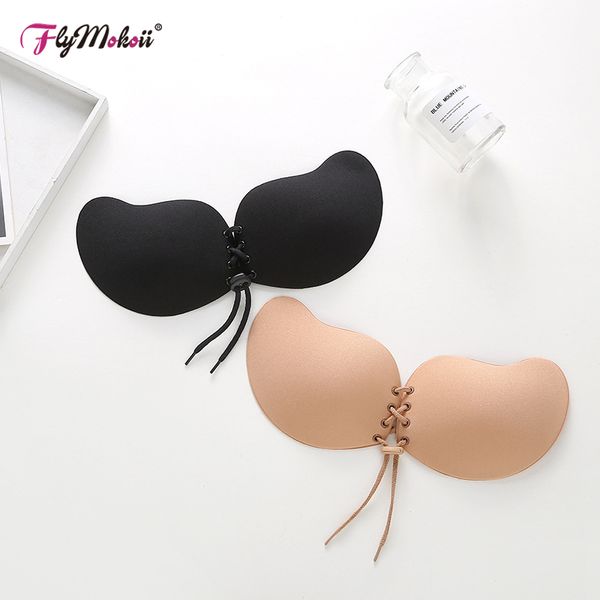 

5 pairs/lot bandage self adhesive bra for women front closure push up strapless backless invisible stick gel silicone bra on dress swimsuits, Red;black