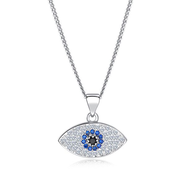 

2019 Lucky Evil Eye Pendant Necklace Women 18K Gold Plated Platinum chains Zircon Turkish Jewelry Turkey Blue Eyes Charm Necklaces