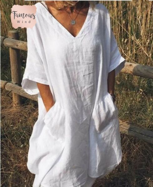 

плюс размер boho платье твердой лето v шеи сыпучего beach holiday sundress casual мягкой рубашка платье женщина 3xl 2019 new, Black;gray