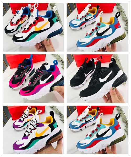 

new boys girls 270 react jade bauhaus bright violet kids hyper pink armors off noir summit white children black blue void running shoes