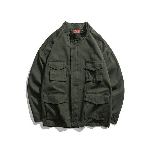 

fashion outside origional japanese-style workwear popular brand jacket men's style stand collar multi-pockets may kaji, Black;brown