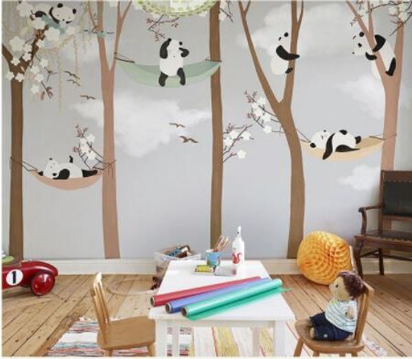 

large cute panda trees 3d cartoon murals wallpaper for baby child room 3d wall p mural wall paper stickers