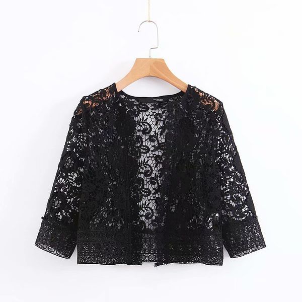 

popular new xq8-55-9235 european and american fashion lace jacket, Black;brown