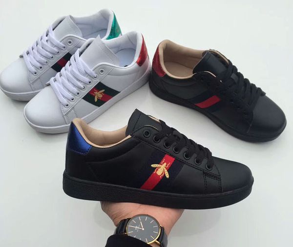 

A3 Hot Sell embroidery bee Small Men White Shoes G Women cheap leather low Cut Casual Flat Shoes Sneakers Unisex Zapatos Walking Shoes