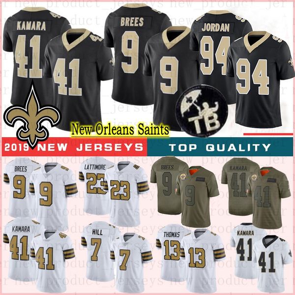 

41 alvin kamara new orleans jerseys saintss 9 drew brees jersey 13 michael thomas taysom hill 23 marshon lattimore dez bryant jerseys top, Black;red