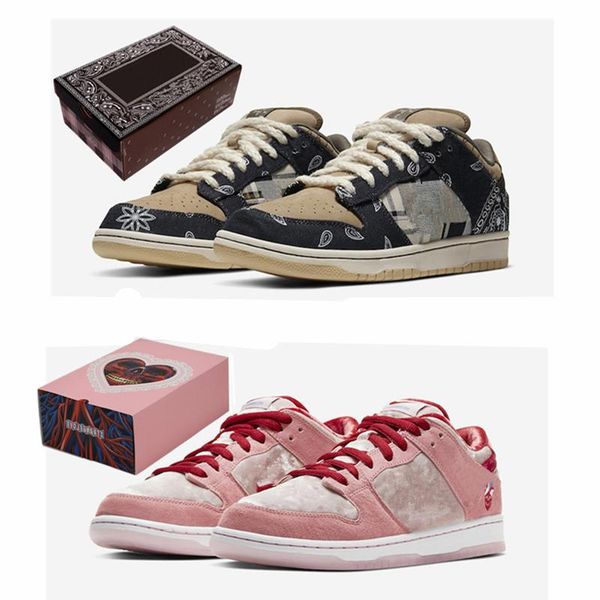 

2020 new travis scotts strangelove sb dunk low running shoes raygun chunky dunky mens skateboarding trainers women sports sneakers, White;red
