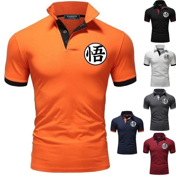 

polo shirts summer turn down collar designer polos tees mens 19 dragonball, White;black