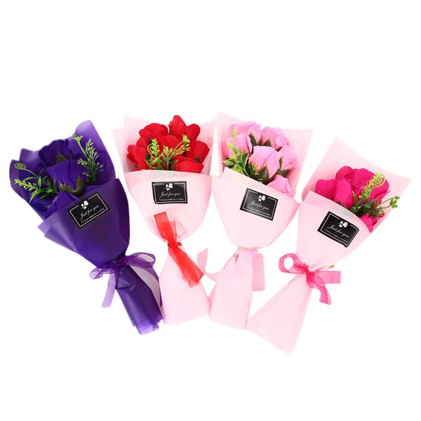 

rose bouquet soap valentine's day romantic preserved flower 7pcs/set gift beautiful drop shipping