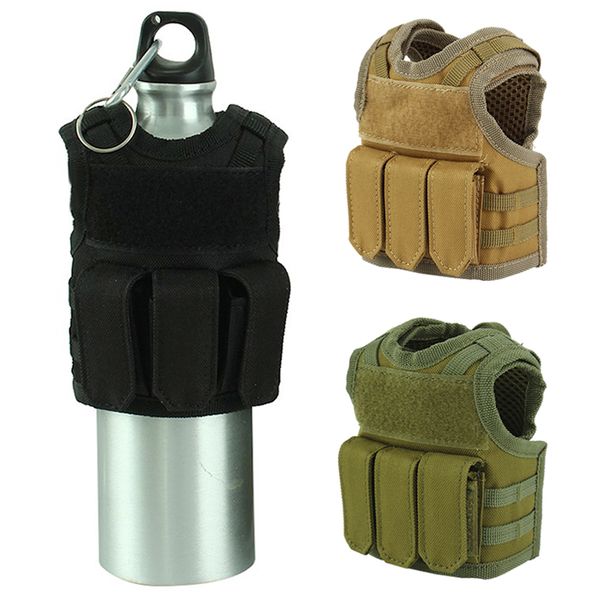 

tactical beer vest molle vest mini wine bottle cover beverage cooler bottle decora with adjustable shoulder strap, Gray;blue