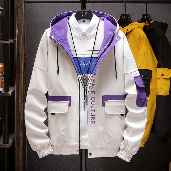 

осень новый стиль трендовые versatile мужские рабочая одежда куртка популярная марка ins молодежи с капюшоном пальто, Black;brown