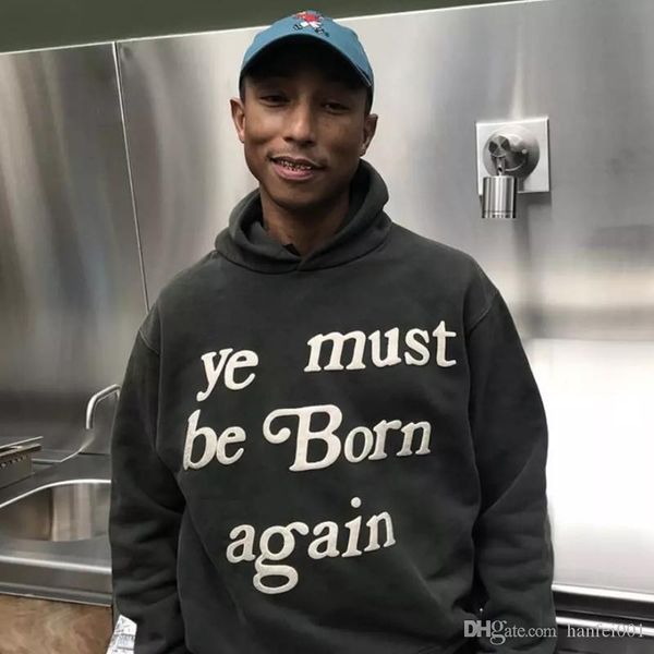 

19fw cpfm ye must be born again kanye hoodies street hip hop с капюшоном с длинными рукавами осень зима теплая мода толстовка толстовки hfym, Black