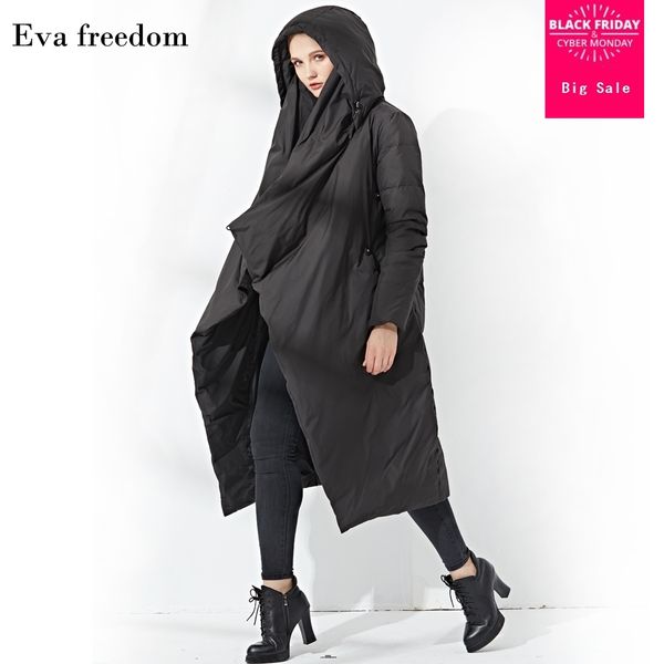 

winter fashion brand over the knee longer 90% real duck down coat female hooded single breasted with belt warm down coat wq117, Black