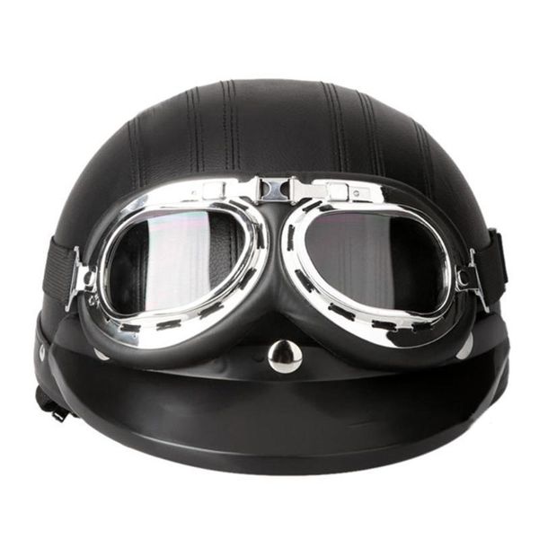 

men women motorcycle motorbike vintage visor helmet hat headwear with goggles