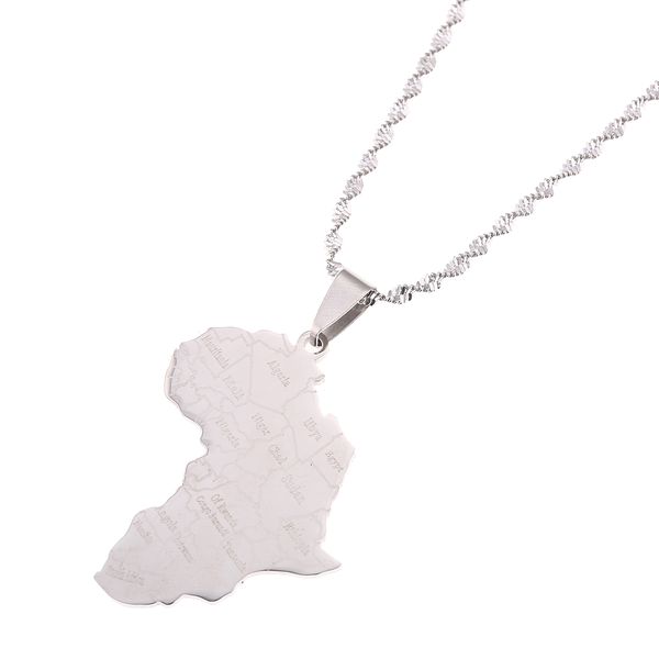 

stainless steel african map pendant necklace with country name pendant jewelry, Silver
