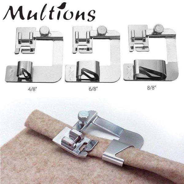 

1pc domestic sewing machine foot presser 4/8 6/8 8/8 rolled hem feet set crimping presser household sewing machine accessories, Black
