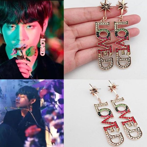 

pendientes mujer moda 2018 мода ювелирные изделия bangtan boys любите себя tear серьги rhinestone brincos kpop серьги, Golden;silver
